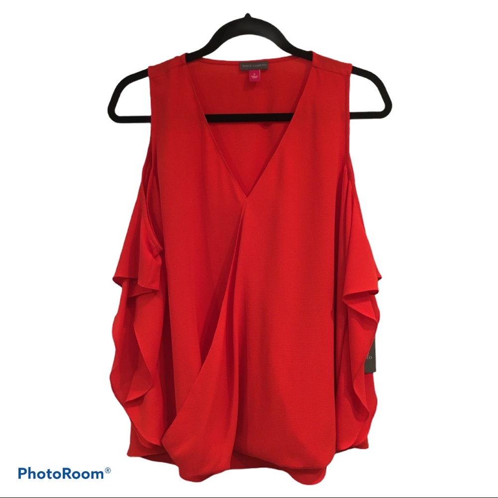 🔥 NWT Vince Camuto Orange Cold Shoulder Blouse